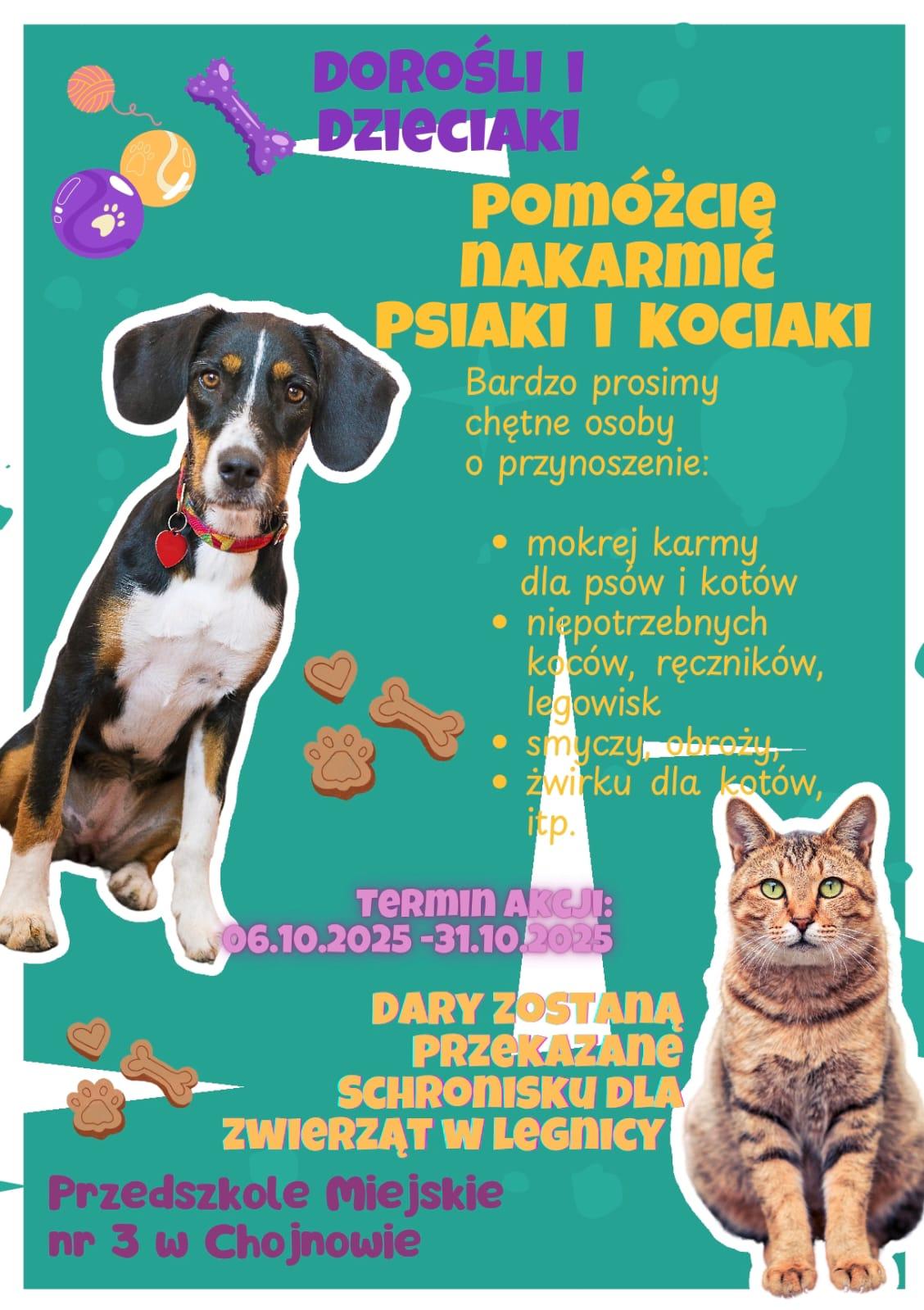 Palakat informujący o zbiórce potrzebnych rzeczy do schroniska